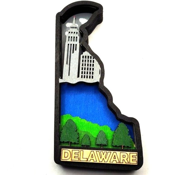 3D Laser cut multi-layered Delaware state magnet - Picture 1 of 4